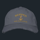 Skipper Rope Anchor with Your Name Embroidered Hat<br><div class="desc">A personalised skipper embroidery nautical style anchor design. An original casual fashion embroidered baseball cap sure to make an impression on, or off the boat. Here's a selection of fine custom casual embroidered baseball caps; in a nautical style, you can easily personalise to make it as unique as you are....</div>
