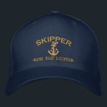 Skipper Rope Anchor Your Boat Name or Both! Embroidered Hat<br><div class="desc">A personalised skipper embroidery nautical style. An original casual fashion embroidered baseball cap sure to make an impression on, or off the boat. Here's a selection of fine custom casual embroidered baseball caps; in a nautical style, you can easily personalise to make it as unique as you are. Message Use...</div>