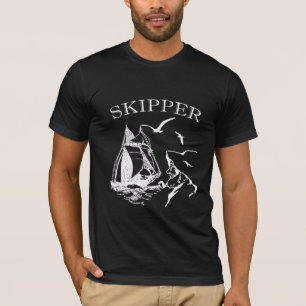 Skipper Sailboat Sailor Mens Black T-shirt