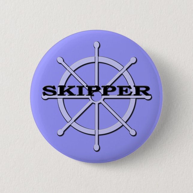 Skipper Ship Wheel Pin Back Button 2 (Front)