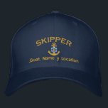 Skipper Style Your Boat Name Your Name or Both Embroidered Hat<br><div class="desc">A stylish personalised skipper embroidery nautical style. An original casual fashion embroidered gear sure to make an impression on, or off the boat. Here's a selection of fine custom casual embroidered baseball caps; in a nautical style, you can easily personalise to make it as unique as you are. Use the...</div>