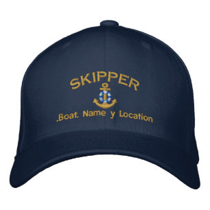 Skipper Style Your Boat Name Your Name or Both Embroidered Hat