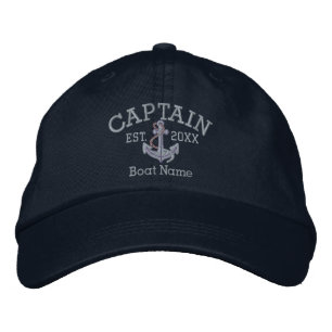 Skipper With Anchor Personalised Embroidered Hat