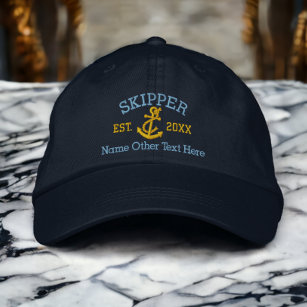 Skipper With Anchor Personalised Embroidered Hat
