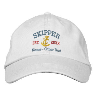 Skipper With Anchor Personalised Embroidered Hat