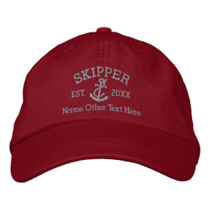 Skipper With Anchor Personalised Embroidered Hat