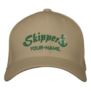 Skipper Your Name Rope Anchor Embroidered Hat
