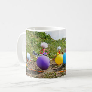 Skippie ball race by Fubby dolls on balloons. Coffee Mug