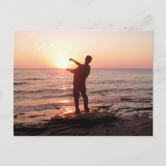 Skipping Rocks into the Sunset Postcard (Front)