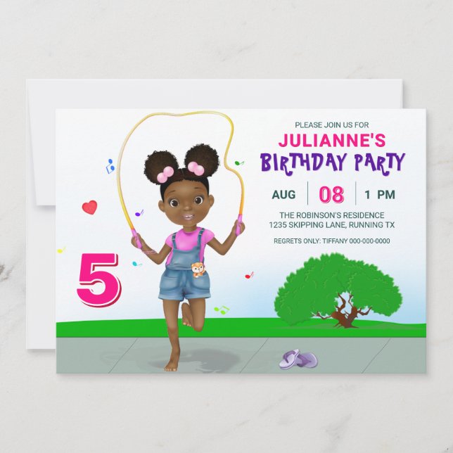 Skipping Rope Girl Birthday Party Invitation (Front)
