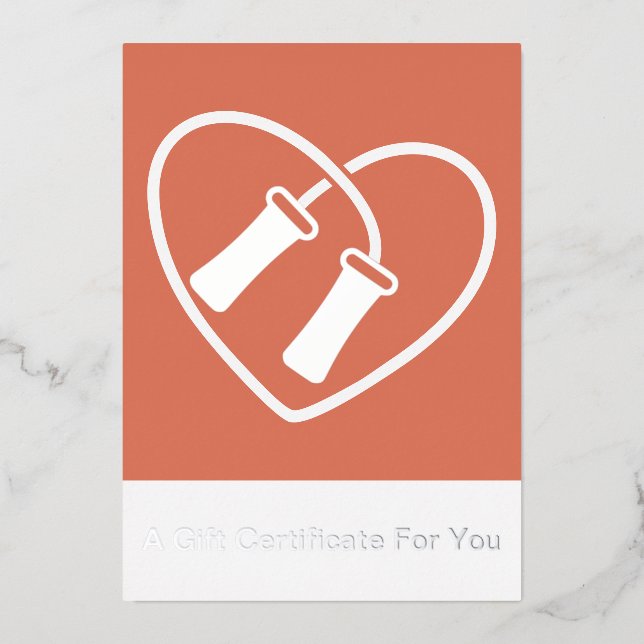 Skipping Rope Heart Design Modern Foil Gift Card (Front)