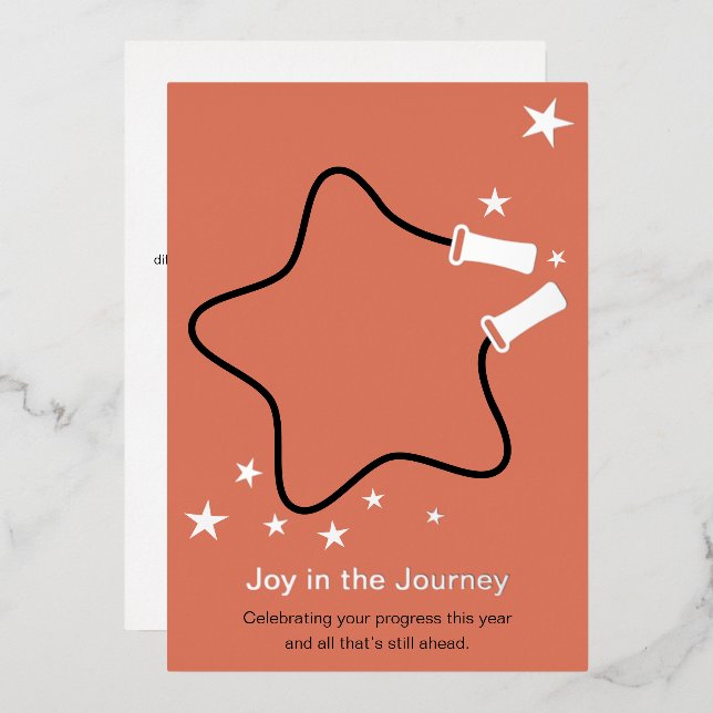 Skipping Rope Joy in the Journey Fitness Christmas Foil Holiday Card (Front/Back)
