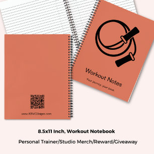 Skipping Rope Orange Black Motto Fitness Workout Notebook