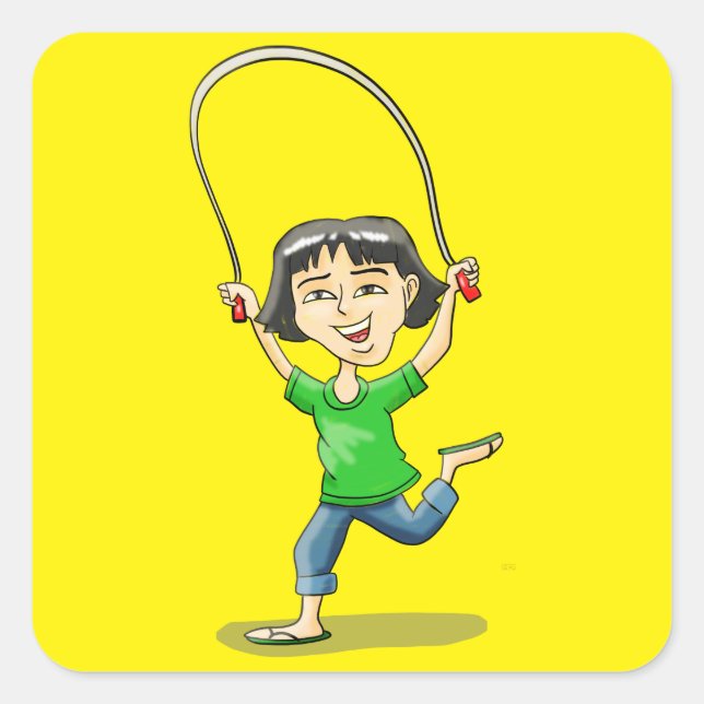 Skipping Rope Square Sticker (Front)