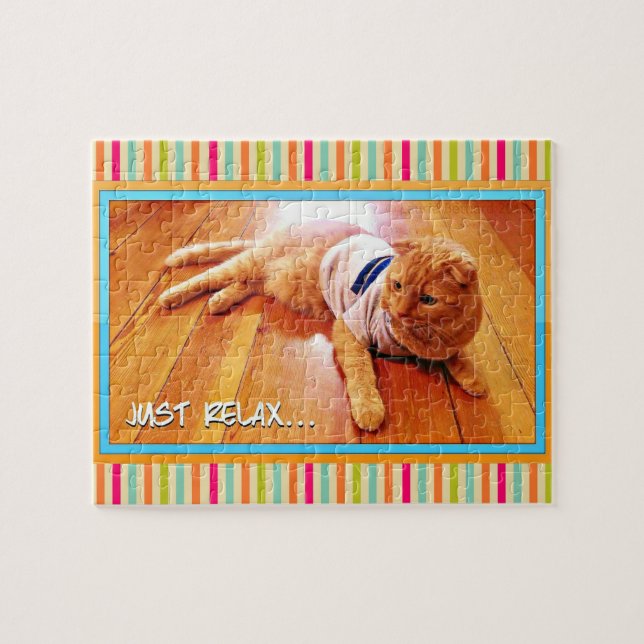 Skippy the Wonder Cat Colorful Cute Jigsaw Puzzle (Horizontal)