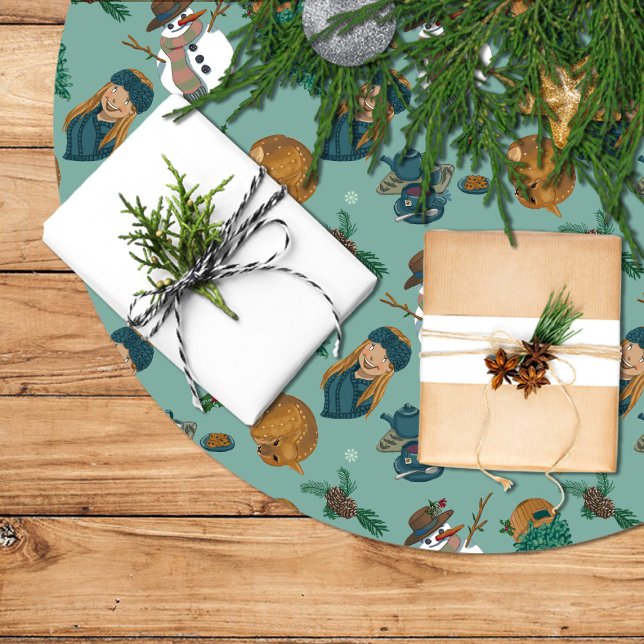 Skirt Christmas tree with snowman Brushed Polyester Tree Skirt (Creator Uploaded)