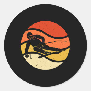 Skis, Alpine Skiing, _6 Classic Round Sticker