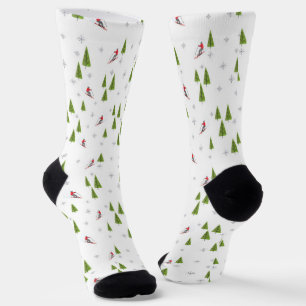 Skis and Pine Trees Socks