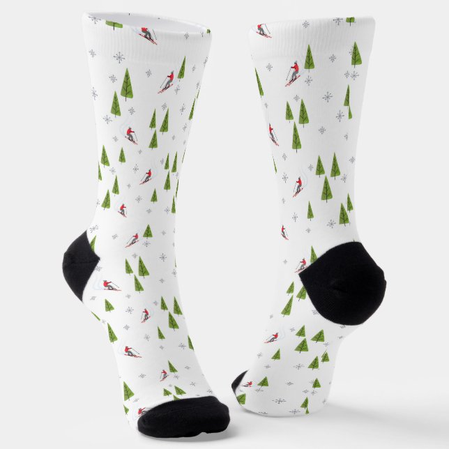 Skis and Pine Trees Socks (Angled)