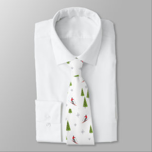 Skis and Pine Trees  Tie