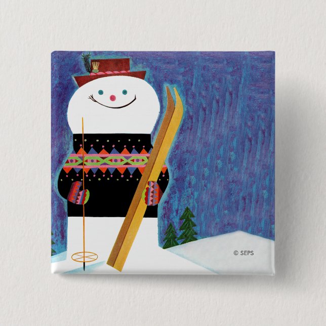 Skis for Snowman 15 Cm Square Badge (Front)