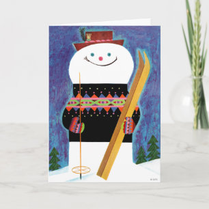 Skis for Snowman Holiday Card
