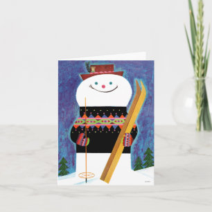 Skis for Snowman Holiday Card