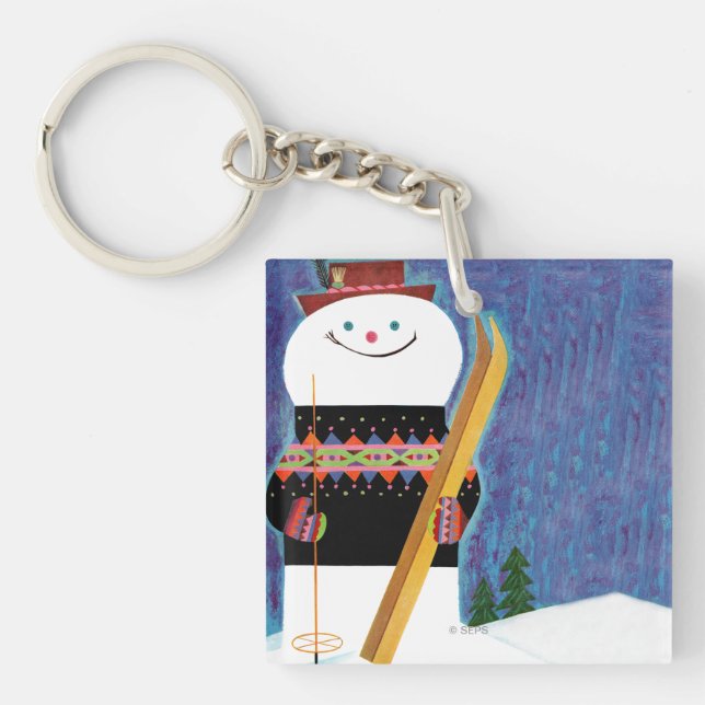 Skis for Snowman Key Ring (Front)