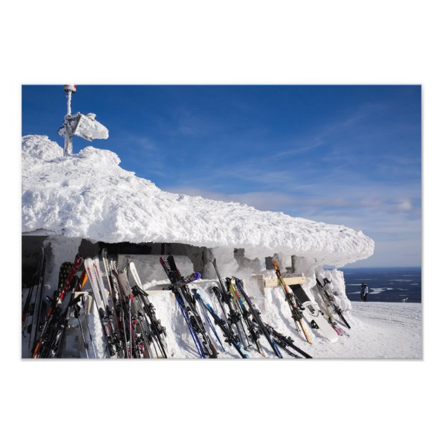 Skis in a ski resort, Lapland photo print (Front)
