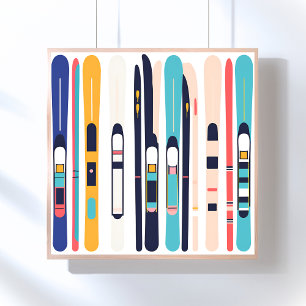 Skis Modern Abstract Contemporary Art Poster