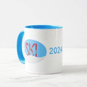 Skis Snow Oval Mug