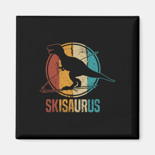 Skisaurus Funny Skiing Dino Ski Dinosaur Skiing Di Magnet