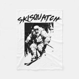 Skisquatch Retro Skiing Bigfoot Vintage Ski Sasqua Fleece Blanket