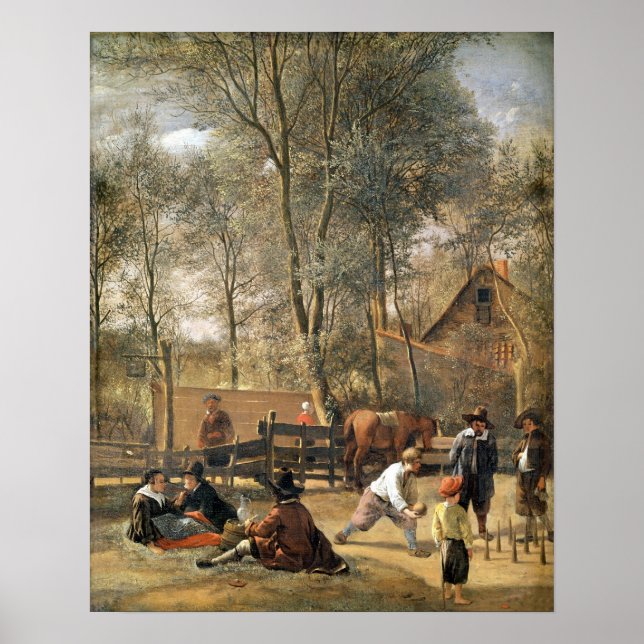 Skittle Players outside an Inn, c.1660-63 Poster (Front)