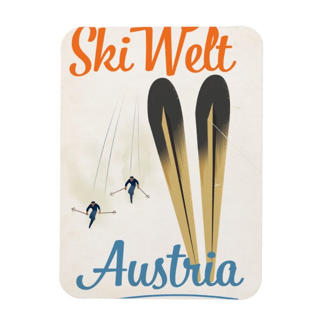 Skiwelt Austria ski travel poster Magnet (Vertical)
