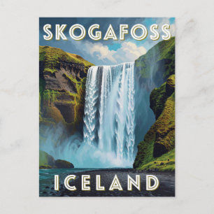 Skogafoss Iceland Waterfall South Coast Travel Postcard