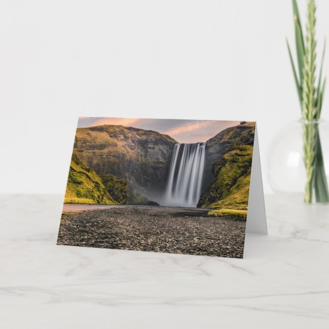 Skogafoss Waterfall in the Morning Sunrise Card (Front)