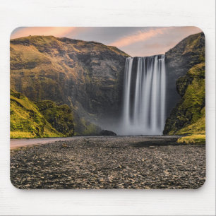 Skogafoss Waterfall in the Morning Sunrise Mouse Pad