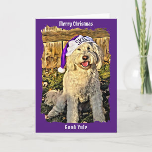 SKOL Golden doodle Dog Christmas Yule Holiday Card
