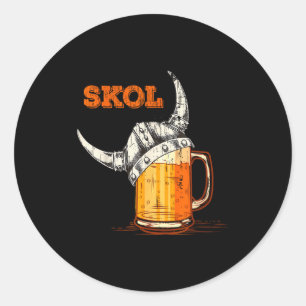 Skol Nordic Viking Helmet Drinking Gl  Classic Round Sticker