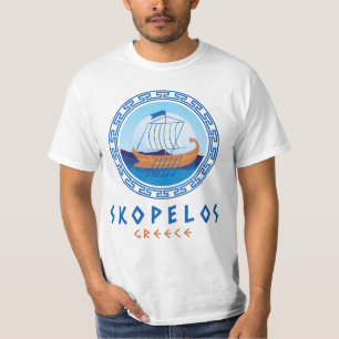 Skopelos, Greece Greek Ship Design Men's T-Shirt