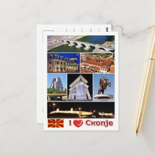 Skopje - Macedonia - I Love - Postcard