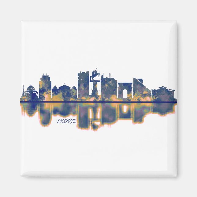 Skopje Skyline Magnet (Front)