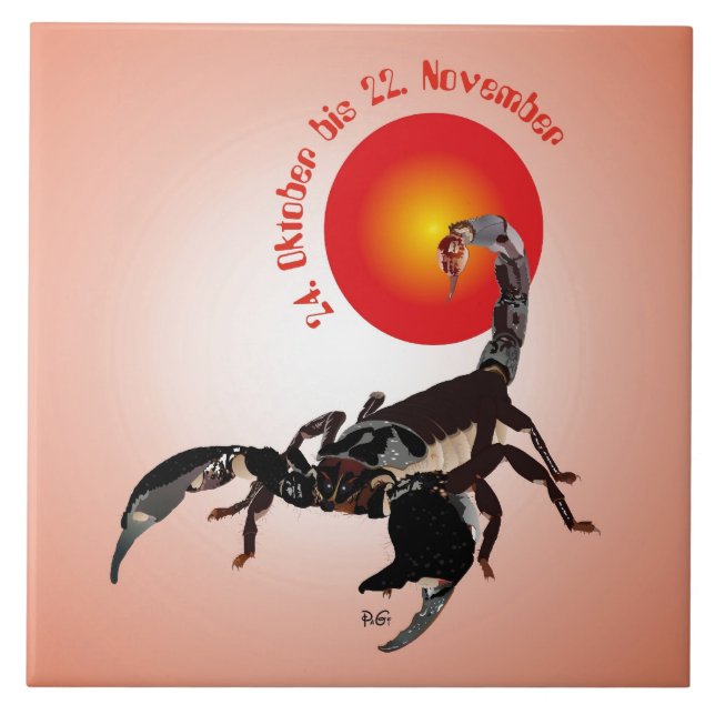 Skorpion Keramik Fotofliese Ceramic Tile (Front)