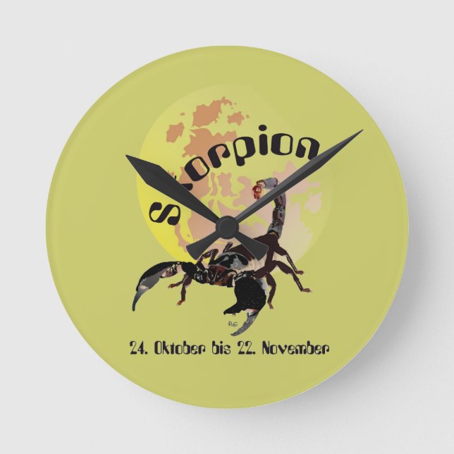 Skorpion - Sternzeichen Uhr Round Clock (Front)