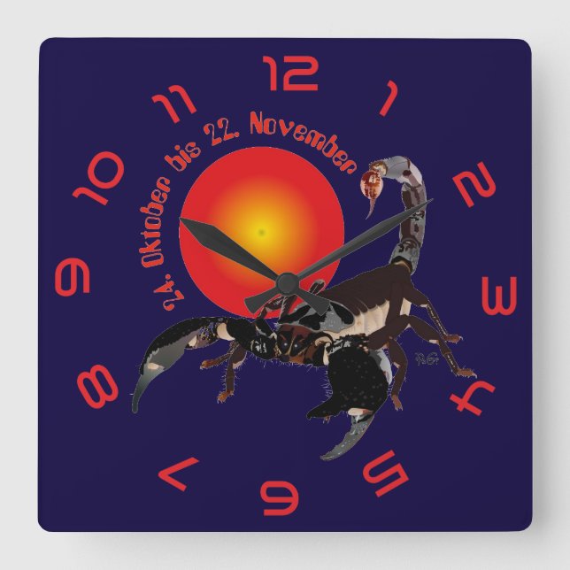 Skorpion - Sternzeichen Uhr Square Wall Clock (Front)
