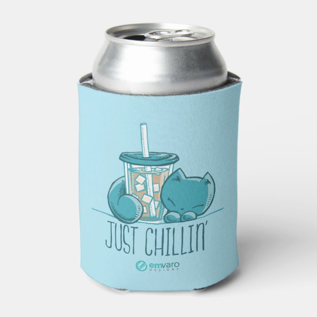 Skribbles: Just chillin' (blue) Can Cooler (Can Front)