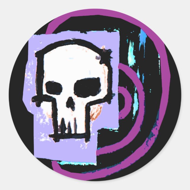 Skull 12 classic round sticker (Front)