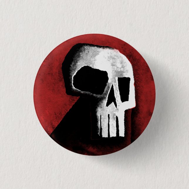 Skull 15-Red 3 Cm Round Badge (Front)
