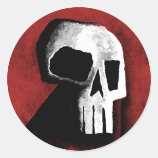Skull 15-Red Classic Round Sticker